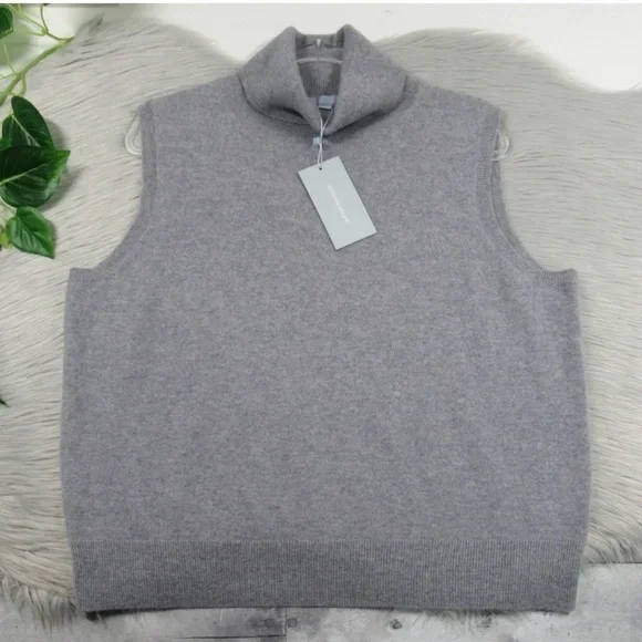 ANTONIO MELANI Ivonne Turtleneck Cashmere Sleeveless Knit Sweater Top Size XL - Picture 3 of 4